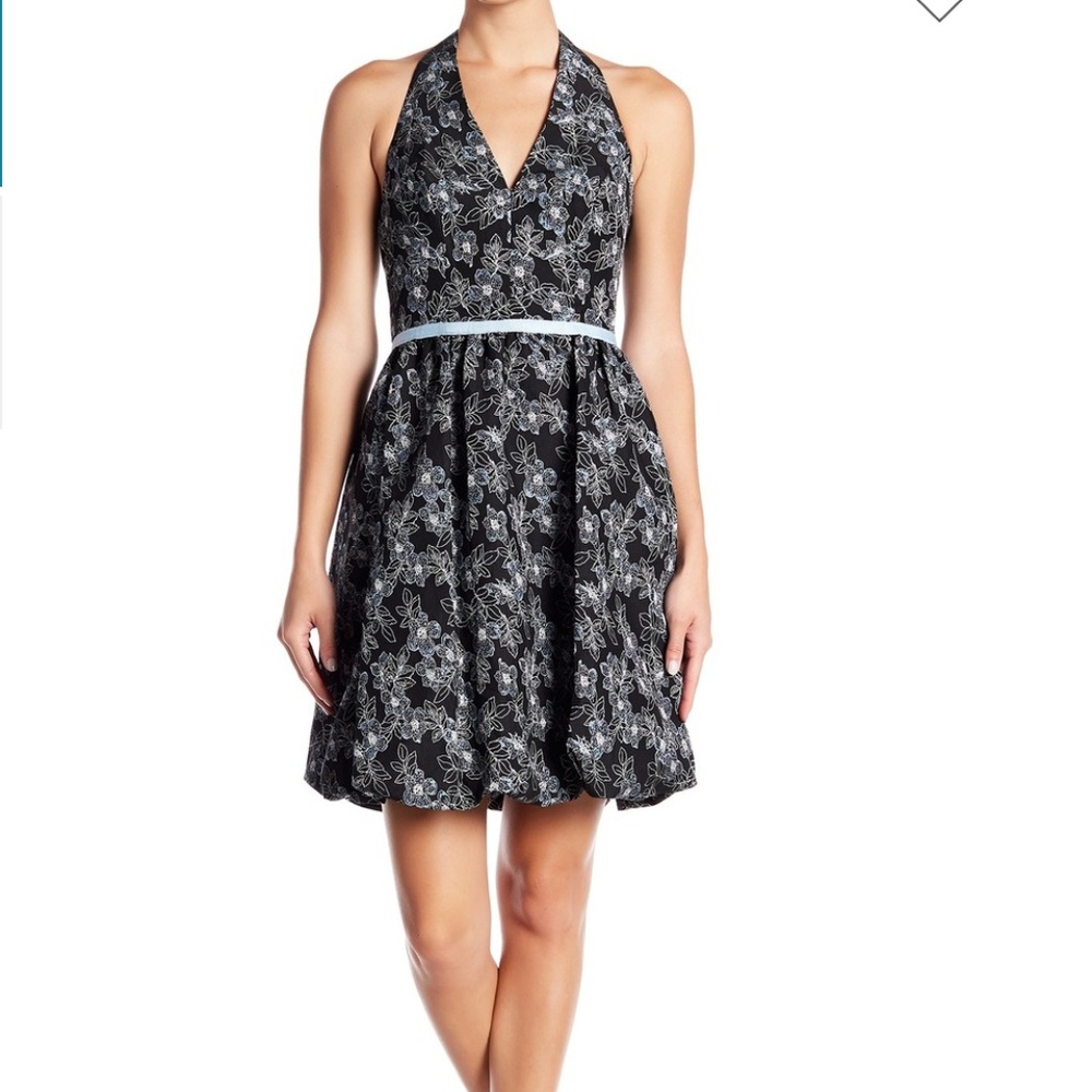 Maggy London Embroidered Floral Halter Dress